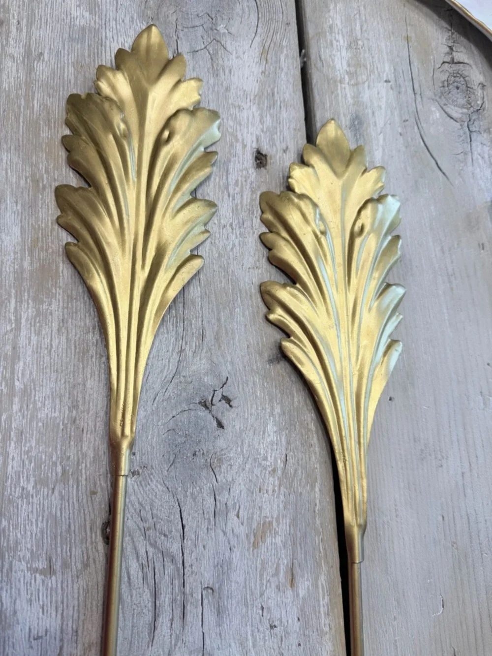 2 Vintage Gold Tone Acanthus Leaf Wall Candle Sconces | Holders. MCM | 70’s